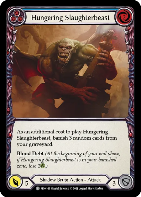 (MON149) Flesh & Blood TCG Monarch - First Single: Hungering Slaughterbeast (Blue) (Rainbow Foil)  Common
