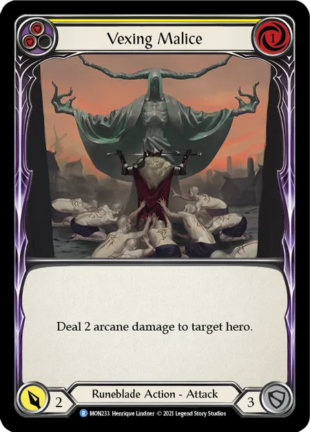 (MON233) Flesh & Blood TCG Monarch - First Single: Vexing Malice (Yellow) (Rainbow Foil)  Rare