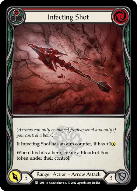 (OUT118) Flesh & Blood TCG Outsiders Single: Infecting Shot (Red) (Rainbow Foil)  Common