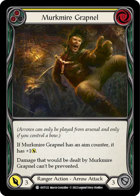 (OUT122) Flesh & Blood TCG Outsiders Single: Murkmire Grapnel (Yellow) (Rainbow Foil)  Common