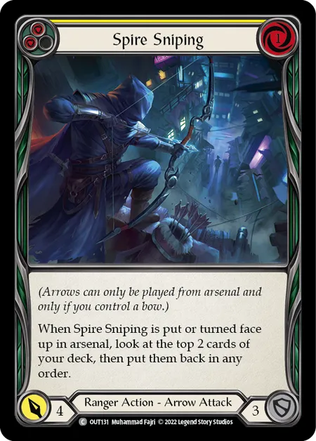 (OUT131) Flesh & Blood TCG Outsiders Single: Spire Sniping (Yellow) (Regular)  Common