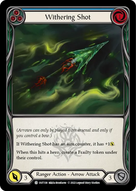 (OUT138) Flesh & Blood TCG Outsiders Single: Withering Shot (Blue) (Regular)  Common