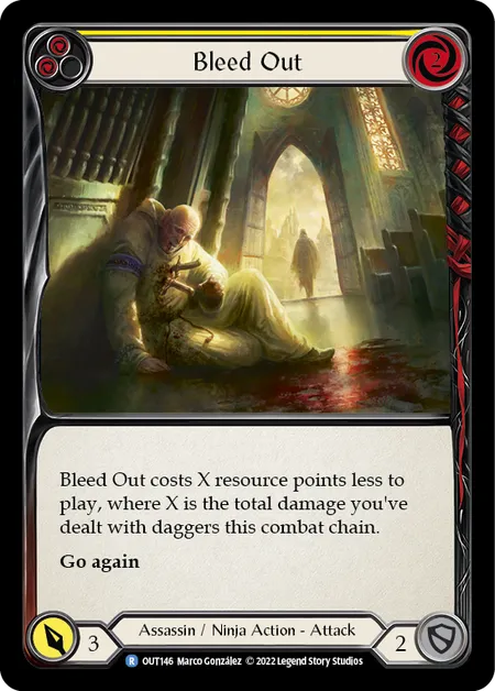 (OUT146) Flesh & Blood TCG Outsiders Single: Bleed Out (Yellow) (Regular)  Rare