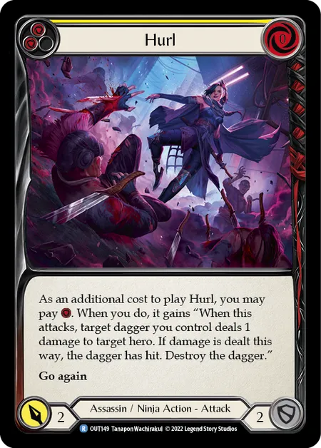 (OUT149) Flesh & Blood TCG Outsiders Single: Hurl (Yellow) (Regular)  Rare