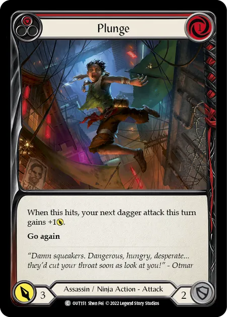 (OUT151) Flesh & Blood TCG Outsiders Single: Plunge (Red) (Regular)  Common