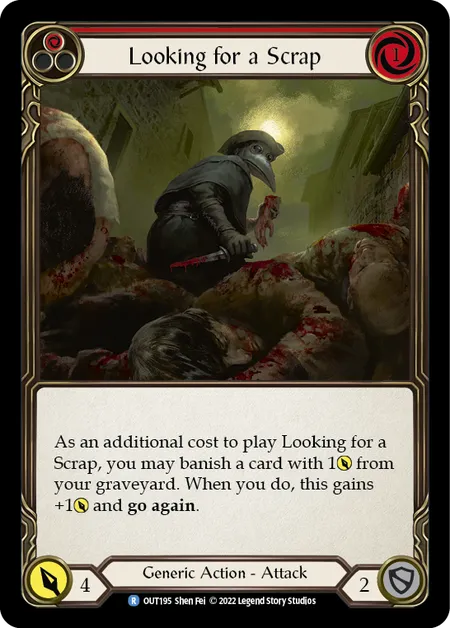 (OUT195) Flesh & Blood TCG Outsiders Single: Looking for a Scrap (Red) (Regular)  Rare