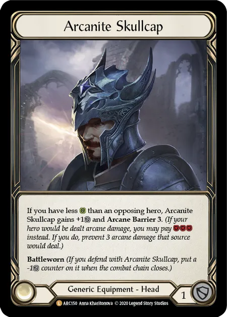 (ARC150) Flesh & Blood TCG Arcane Rising - Unlimited Single: Arcanite Skullcap (Rainbow Foil)  Legendary