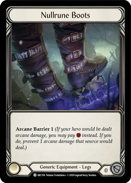 (ARC158) Flesh & Blood TCG Arcane Rising - Unlimited Single: Nullrune Boots (Regular)  Common