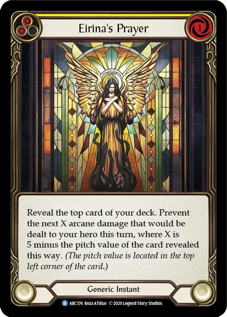 (ARC174) Flesh & Blood TCG Arcane Rising - Unlimited Single: Eirina's Prayer (Yellow) (Rainbow Foil)  Rare