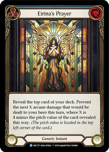 (ARC175) Flesh & Blood TCG Arcane Rising - Unlimited Single: Eirina's Prayer (Blue) (Rainbow Foil)  Rare