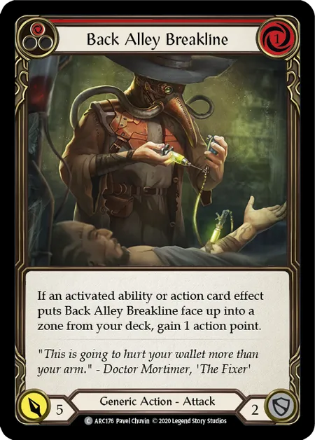 (ARC176) Flesh & Blood TCG Arcane Rising - Unlimited Single: Back Alley Breakline (Red) (Regular)  Common