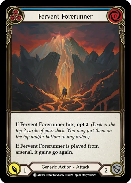 (ARC184) Flesh & Blood TCG Arcane Rising - Unlimited Single: Fervent Forerunner (Blue) (Rainbow Foil)  Common