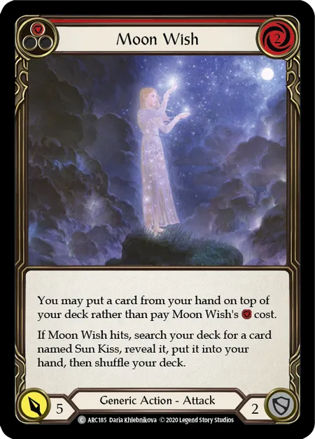 (ARC185) Flesh & Blood TCG Arcane Rising - Unlimited Single: Moon Wish (Red) (Regular)  Common