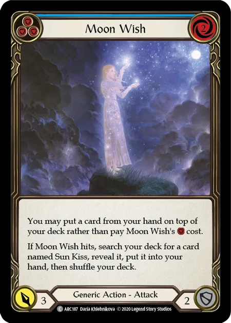 (ARC187) Flesh & Blood TCG Arcane Rising - Unlimited Single: Moon Wish (Blue) (Rainbow Foil)  Common