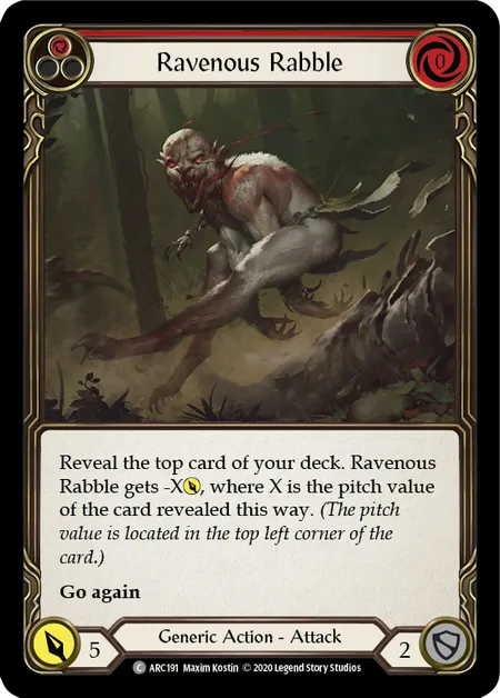 (ARC191) Flesh & Blood TCG Arcane Rising - Unlimited Single: Ravenous Rabble (Red) (Rainbow Foil)  Common