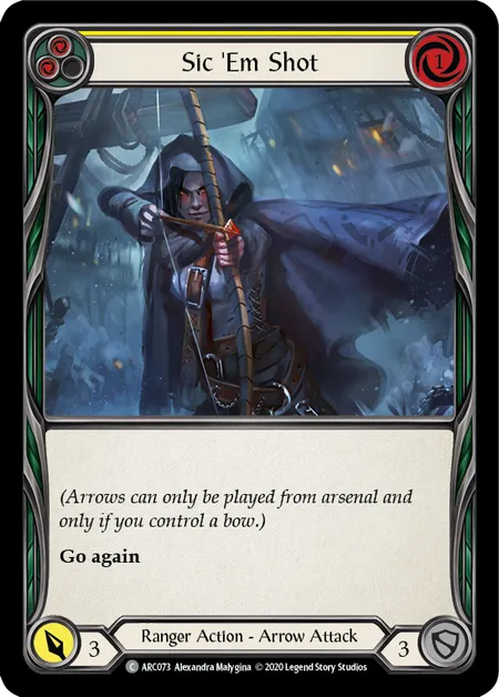 (ARC073) Flesh & Blood TCG Arcane Rising - Unlimited Single: Sic 'Em Shot (Yellow) (Regular)  Common