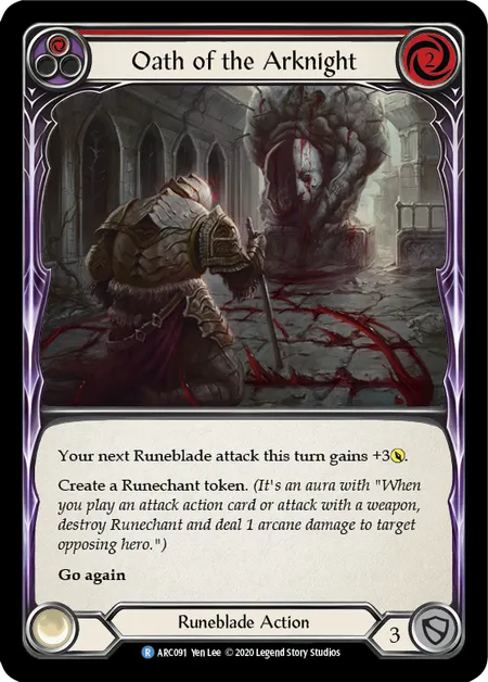 (ARC091) Flesh & Blood TCG Arcane Rising - Unlimited Single: Oath of the Arknight (Red) (Rainbow Foil)  Rare