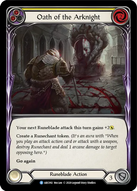 (ARC092) Flesh & Blood TCG Arcane Rising - Unlimited Single: Oath of the Arknight (Yellow) (Regular)  Rare