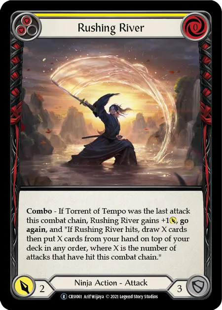 (CRU061) Flesh & Blood TCG Crucible of War - Unlimited Single: Rushing River (Yellow) (Regular)  Rare