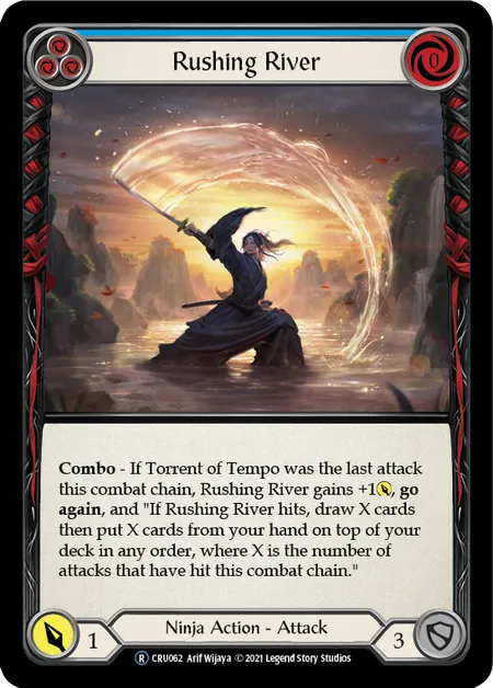 (CRU062) Flesh & Blood TCG Crucible of War - Unlimited Single: Rushing River (Blue) (Rainbow Foil)  Rare