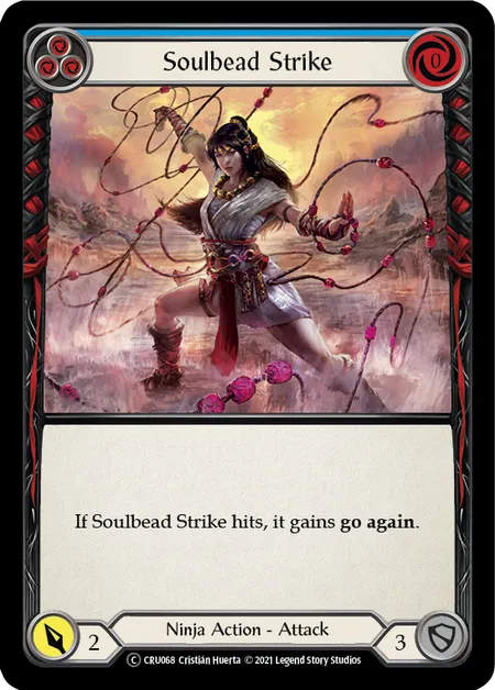(CRU068) Flesh & Blood TCG Crucible of War - Unlimited Single: Soulbead Strike (Blue) (Rainbow Foil)  Common