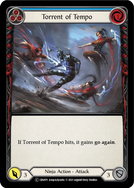 (CRU071) Flesh & Blood TCG Crucible of War - Unlimited Single: Torrent of Tempo (Blue) (Rainbow Foil)  Common