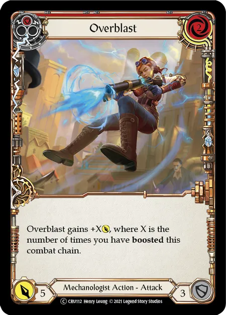 (CRU112) Flesh & Blood TCG Crucible of War - Unlimited Single: Overblast (Red) (Rainbow Foil)  Common