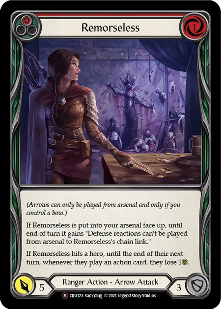 (CRU123) Flesh & Blood TCG Crucible of War - Unlimited Single: Remorseless (Rainbow Foil)  Majestic