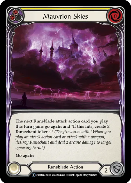 (CRU146) Flesh & Blood TCG Crucible of War - Unlimited Single: Mauvrion Skies (Yellow) (Regular)  Rare