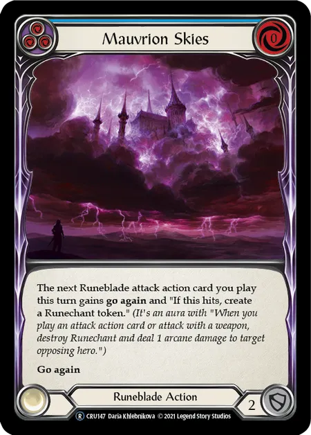 (CRU147) Flesh & Blood TCG Crucible of War - Unlimited Single: Mauvrion Skies (Blue) (Rainbow Foil)  Rare