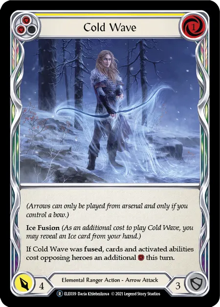 (ELE039) Flesh & Blood TCG Tales of Aria - Unlimited Single: Cold Wave (Yellow) (Rainbow Foil)  Rare