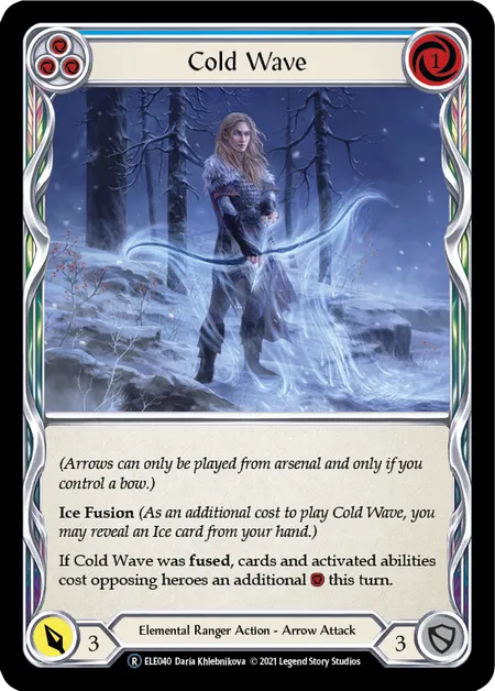 (ELE040) Flesh & Blood TCG Tales of Aria - Unlimited Single: Cold Wave (Blue) (Rainbow Foil)  Rare