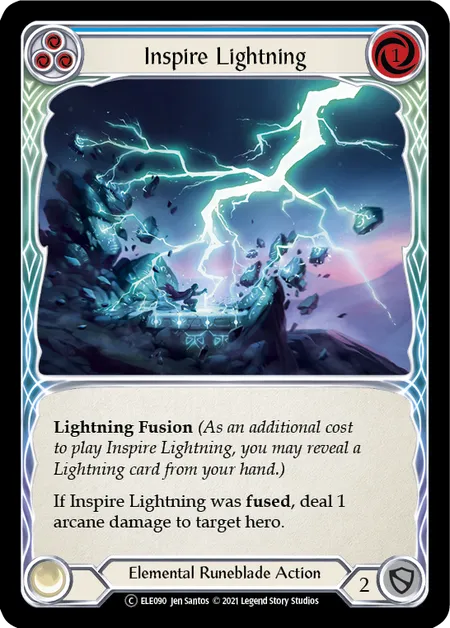 (ELE090) Flesh & Blood TCG Tales of Aria - Unlimited Single: Inspire Lightning (Blue) (Rainbow Foil)  Common