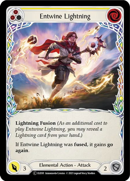 (ELE101) Flesh & Blood TCG Tales of Aria - Unlimited Single: Entwine Lightning (Yellow) (Rainbow Foil)  Common
