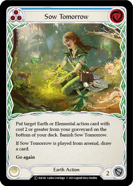 (ELE142) Flesh & Blood TCG Tales of Aria - Unlimited Single: Sow Tomorrow (Blue) (Rainbow Foil)  Common