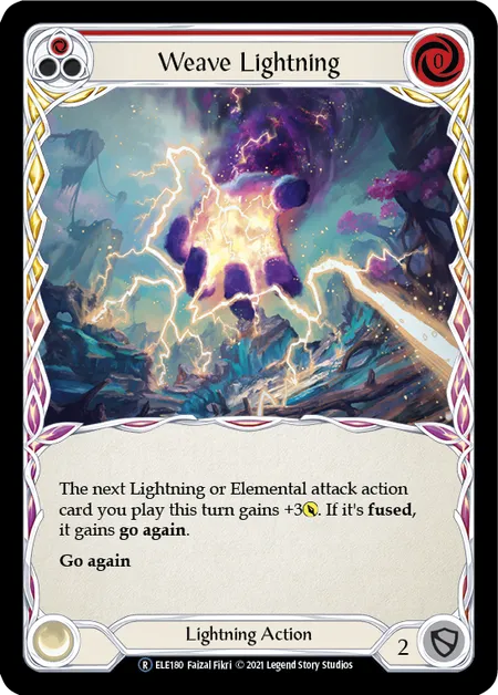 (ELE180) Flesh & Blood TCG Tales of Aria - Unlimited Single: Weave Lightning (Red) (Rainbow Foil)  Rare