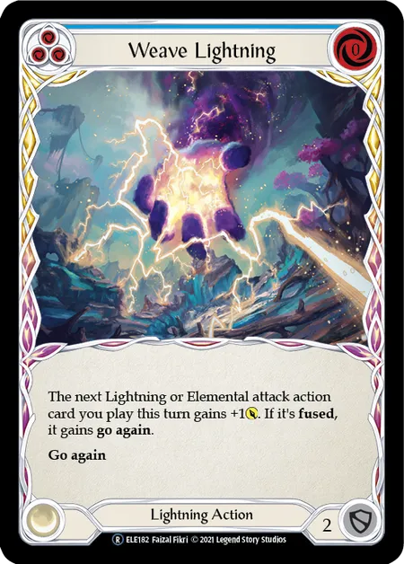 (ELE182) Flesh & Blood TCG Tales of Aria - Unlimited Single: Weave Lightning (Blue) (Rainbow Foil)  Rare