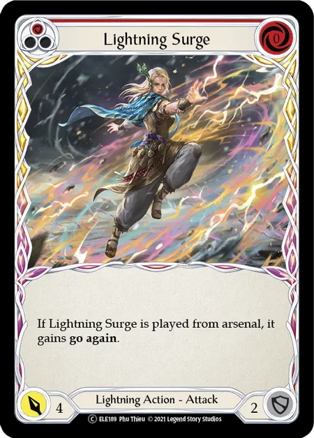 (ELE189) Flesh & Blood TCG Tales of Aria - Unlimited Single: Lightning Surge (Red) (Rainbow Foil)  Common