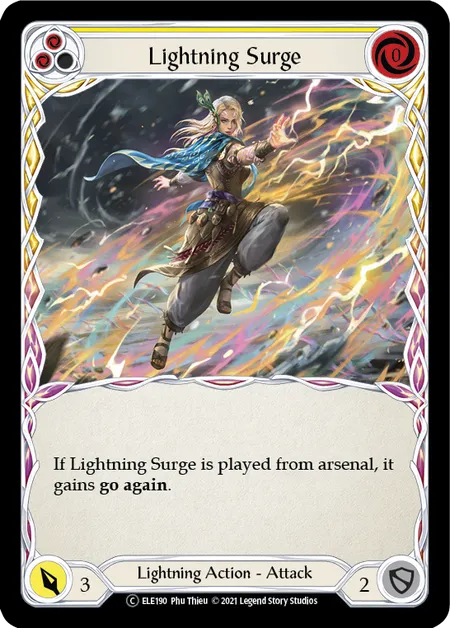 (ELE190) Flesh & Blood TCG Tales of Aria - Unlimited Single: Lightning Surge (Yellow) (Rainbow Foil)  Common