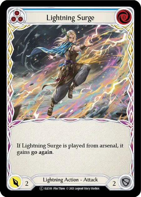 (ELE191) Flesh & Blood TCG Tales of Aria - Unlimited Single: Lightning Surge (Blue) (Rainbow Foil)  Common
