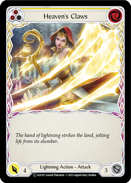 (ELE193) Flesh & Blood TCG Tales of Aria - Unlimited Single: Heaven's Claws (Yellow) (Regular)  Common