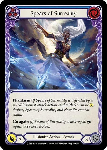 (MON103) Flesh & Blood TCG Monarch - Unlimited Single: Spears of Surreality (Blue) (Rainbow Foil)  Common