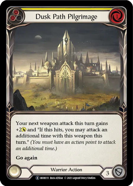 (MON111) Flesh & Blood TCG Monarch - Unlimited Single: Dusk Path Pilgrimage (Yellow) (Rainbow Foil)  Rare