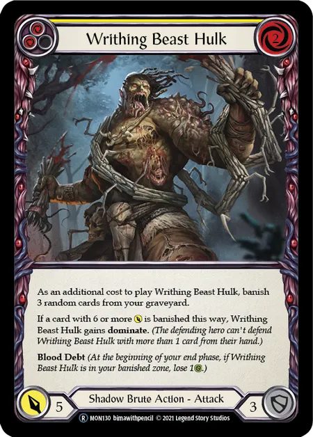 (MON130) Flesh & Blood TCG Monarch - Unlimited Single: Writhing Beast Hulk (Yellow) (Regular)  Rare