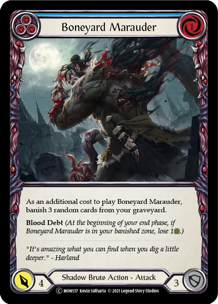 (MON137) Flesh & Blood TCG Monarch - Unlimited Single: Boneyard Marauder (Blue) (Regular)  Common