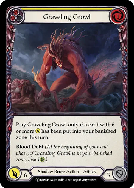 (MON145) Flesh & Blood TCG Monarch - Unlimited Single: Graveling Growl (Yellow) (Regular)  Common
