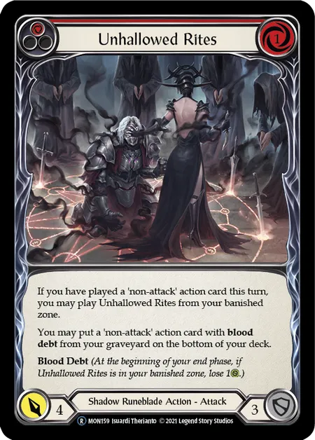 (MON159) Flesh & Blood TCG Monarch - Unlimited Single: Unhallowed Rites (Red) (Rainbow Foil)  Rare