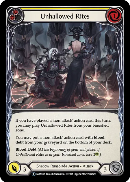 (MON160) Flesh & Blood TCG Monarch - Unlimited Single: Unhallowed Rites (Yellow) (Rainbow Foil)  Rare