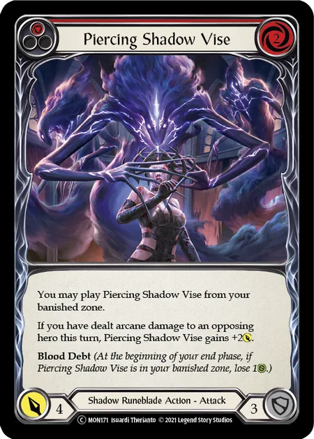 (MON171) Flesh & Blood TCG Monarch - Unlimited Single: Piercing Shadow Vise (Red) (Rainbow Foil)  Common