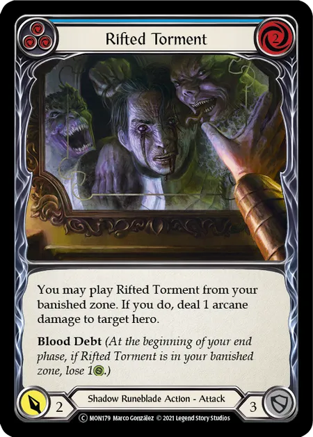 (MON179) Flesh & Blood TCG Monarch - Unlimited Single: Rifted Torment (Blue) (Rainbow Foil)  Common